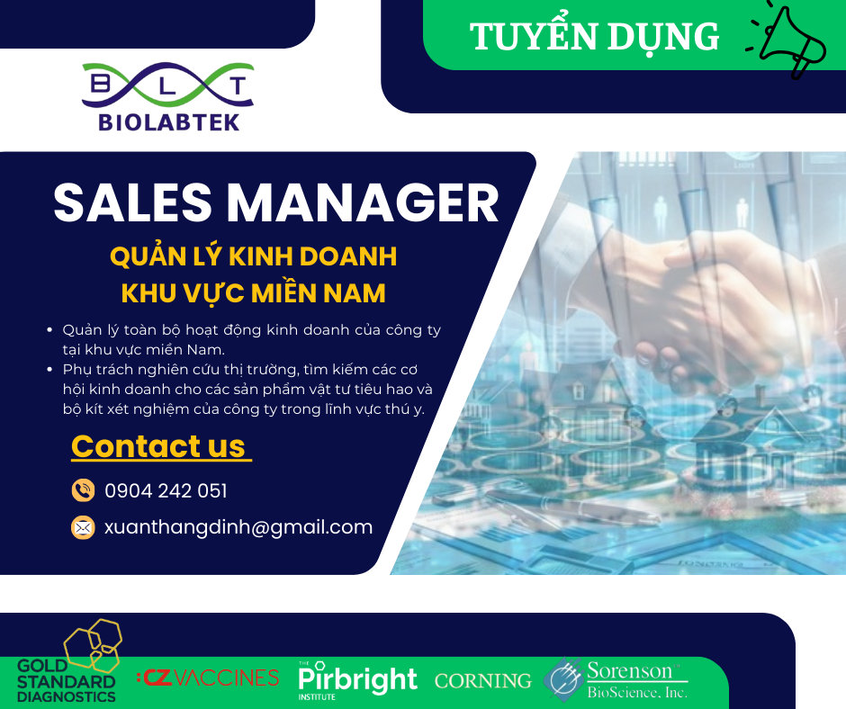 TUYỂN DỤNG: QUẢN LÝ KINH DOANH (SALES MANAGER) KHU VỰC MIỀN NAM